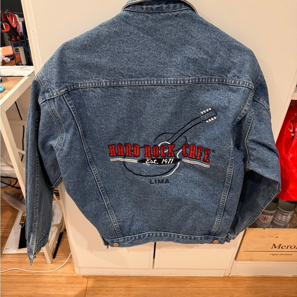 Vintage Hard Rock Cafe Lime Denim Jacket size S
